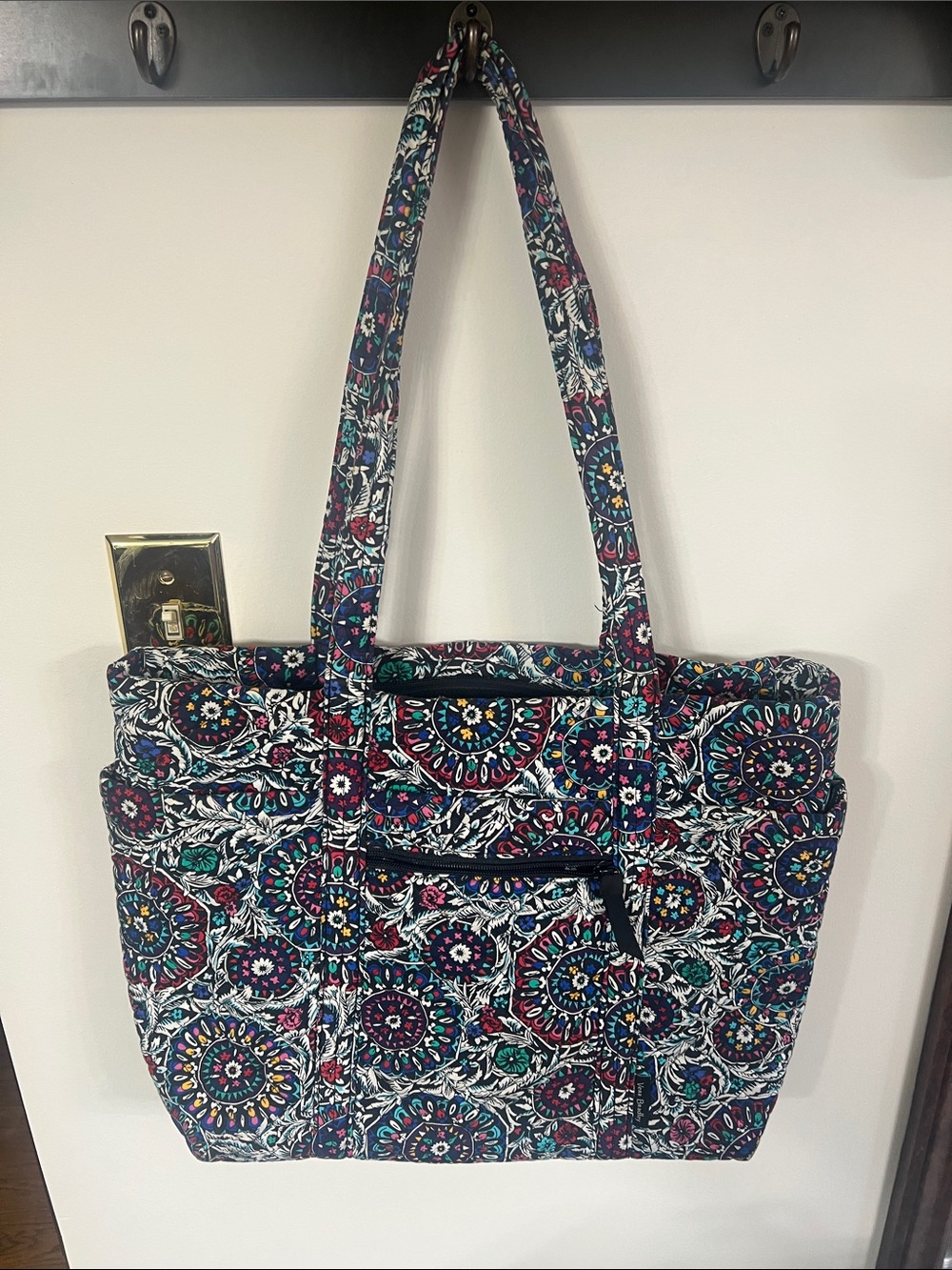 Vera Bradley Quilted Floral Medallion Tote Bag - Black Multi